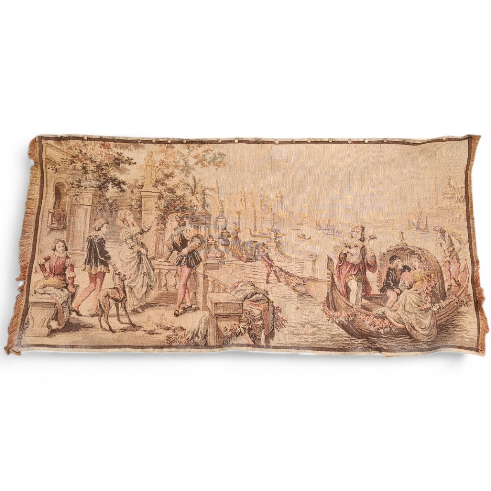 Vintage Antique Woven Tapestry Wall Hanging French 19 X 40 Made In Belgium - Picture 2 of 12